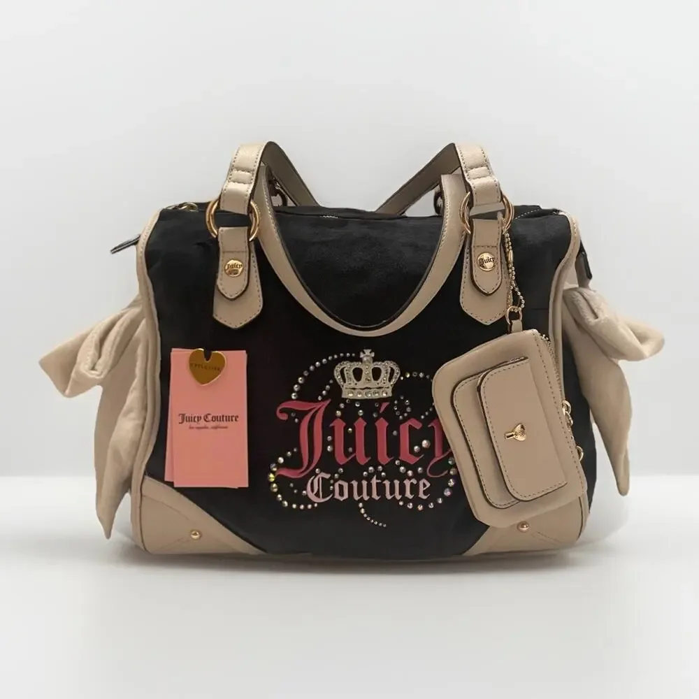 Juicy Couture Vintage Dreamy Juicy Tote Bag Liquorice & Crystal New Bow Crown